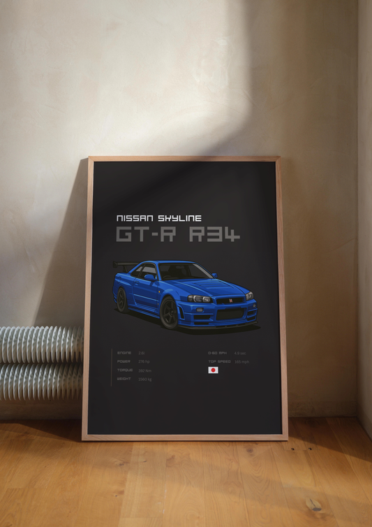 Nissan Skyline GT-R R34 Poster