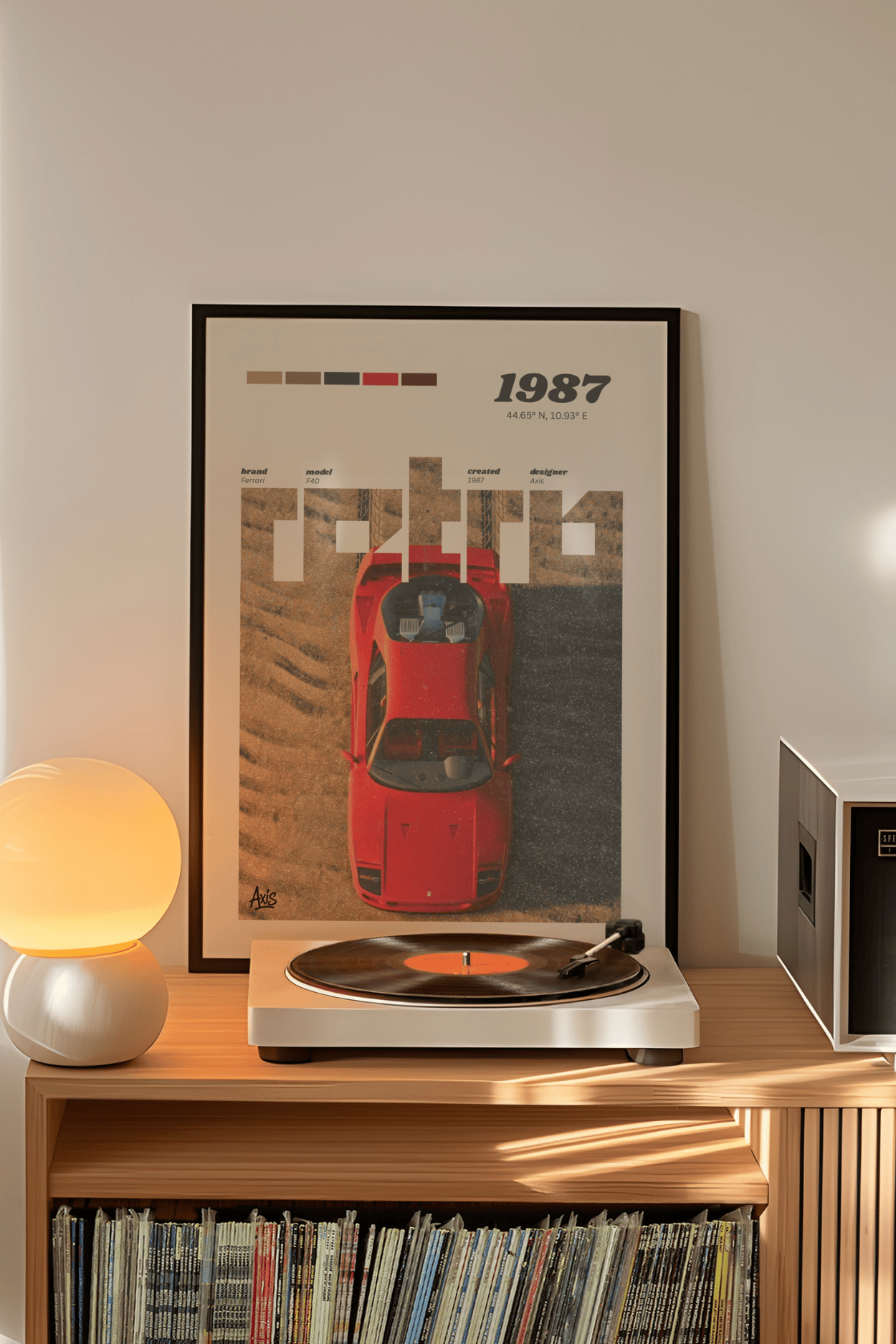Ferrari F40 Retro Poster