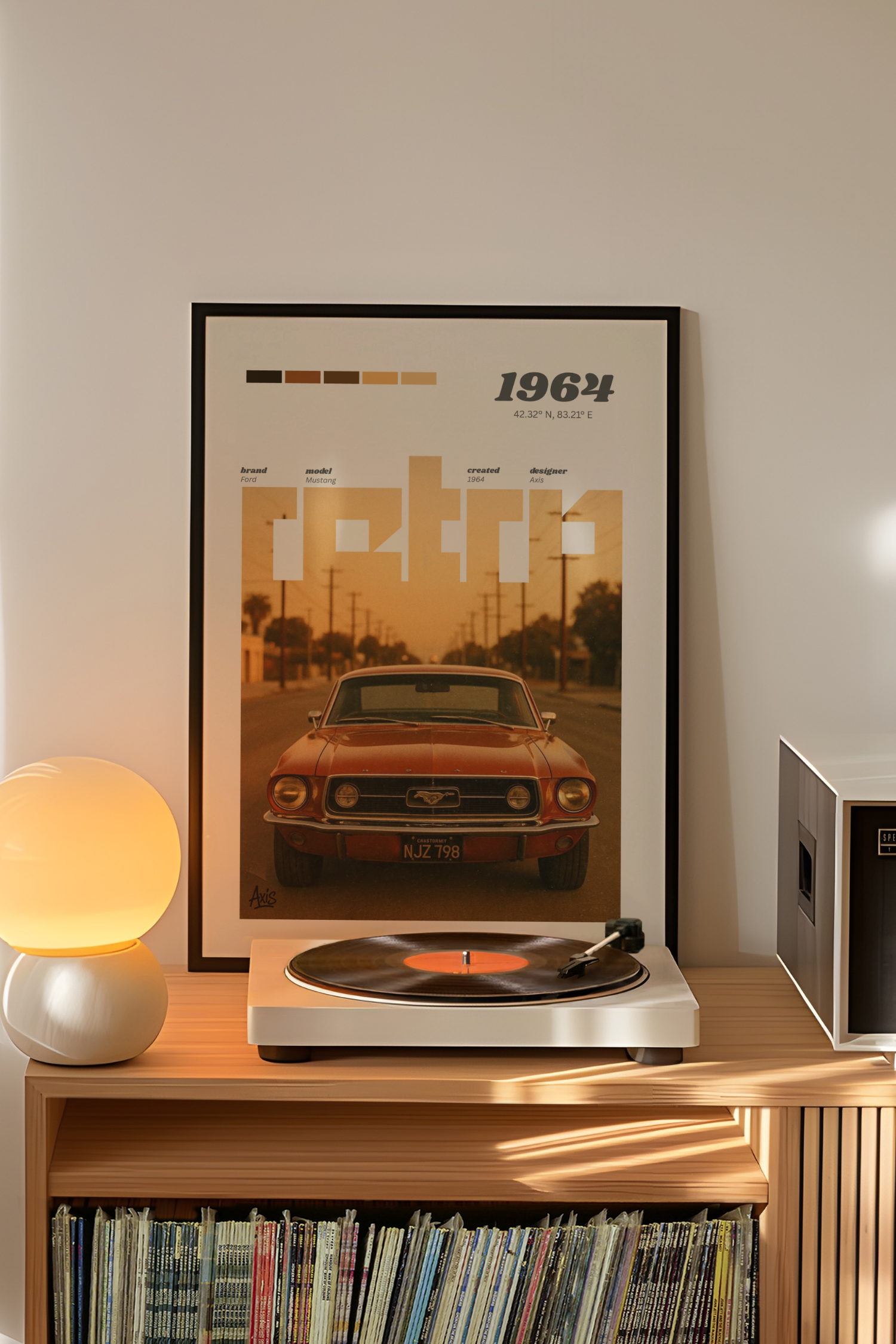 Ford Mustang Retro Poster